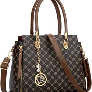 KKXIU Stylish Women Satchel Purses and Handbags Vegan Leather Top Handle Shoulder Crossbody Bag(Brown Flower)