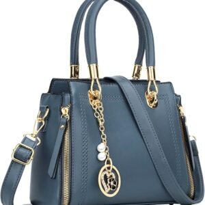 KKXIU Stylish Women Satchel Purses and Handbags Vegan Leather Top Handle Shoulder Crossbody Bag(Navy Blue)