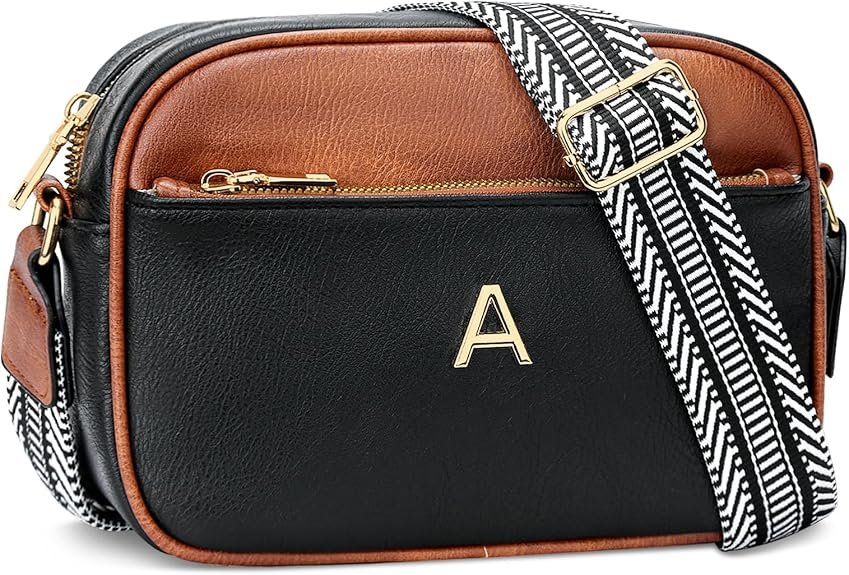 Birthday Gifts for Women Wife Friends Personalized Crossbody Bag Small Purse with Initial Letter Shoulder Handbags(A)