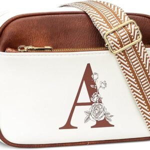 Birthday Gifts for Women Wife Friends Personalized Crossbody Bag Small Purse with Initial Letter Shoulder Handbags(Whitea)