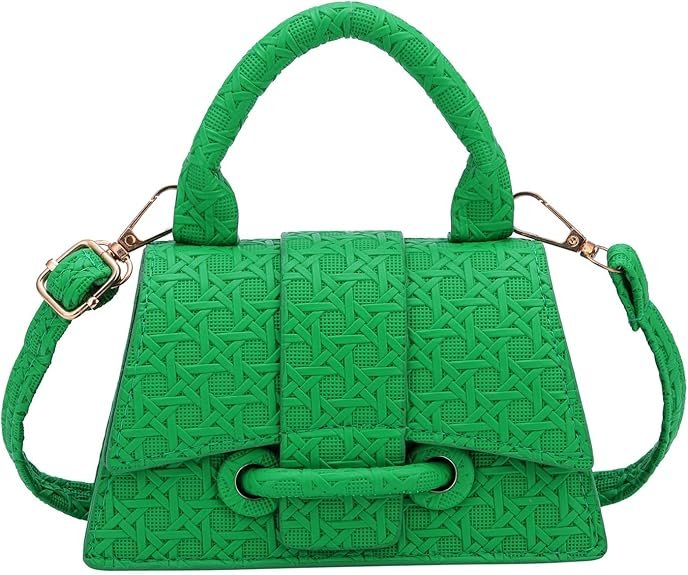 Micro Mini Crossbody Handbag Women's Purse Clutch Cute Mini Trendy Bag Top Handle PU Leather Shoulder Bag(Green)