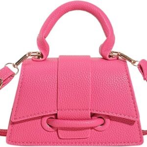 Micro Mini Crossbody Handbag Women's Purse Clutch Cute Mini Trendy Bag Top Handle PU Leather Shoulder Bag（Pink）