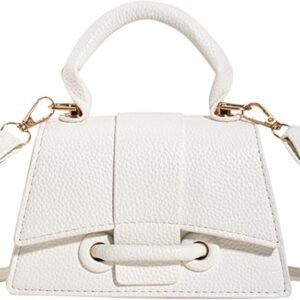 Micro Mini Crossbody Handbag Women's Purse Clutch Cute Mini Trendy Bag Top Handle PU Leather Shoulder Bag（White）
