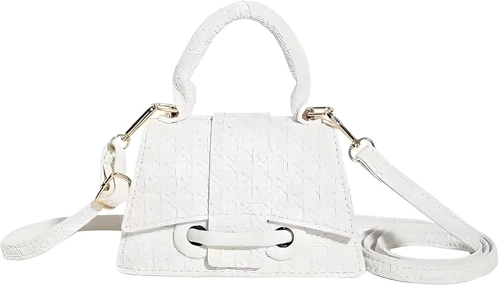 Micro Mini Crossbody Handbag Women's Purse Clutch Cute Mini Trendy Bag Top Handle PU Leather Shoulder Bag(White #1)