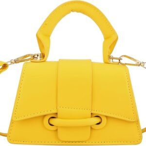 Micro Mini Crossbody Handbag Women's Purse Clutch Cute Mini Trendy Bag Top Handle PU Leather Shoulder Bag（Yellow）