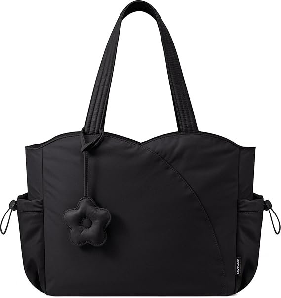 Tote Bag for Women, Puffer Work Bags with Zipper for Daily Travel College, Teacher Nurse Handbags with Laptop Sleeve(Black)