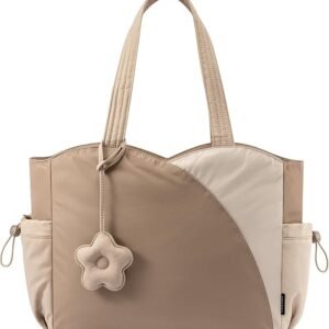 Tote Bag for Women, Puffer Work Bags with Zipper for Daily Travel College, Teacher Nurse Handbags with Laptop Sleeve(Khaki-beige)