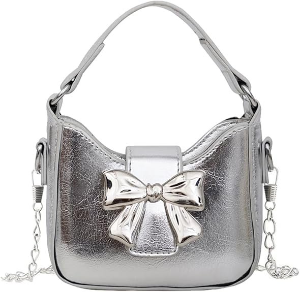 Mini Crossbody Purse, Bow Magnetic Buckle Handbag Shoulder Bag Great Gift Idea for Little Girls