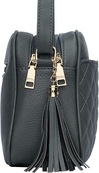 KKXIU Quilted Double Compartment Multiple Pocket Crossbody Bag for Women and Teen Girls Stylish Shoulder Purse with Tassel(  Z-grey) - Image 2
