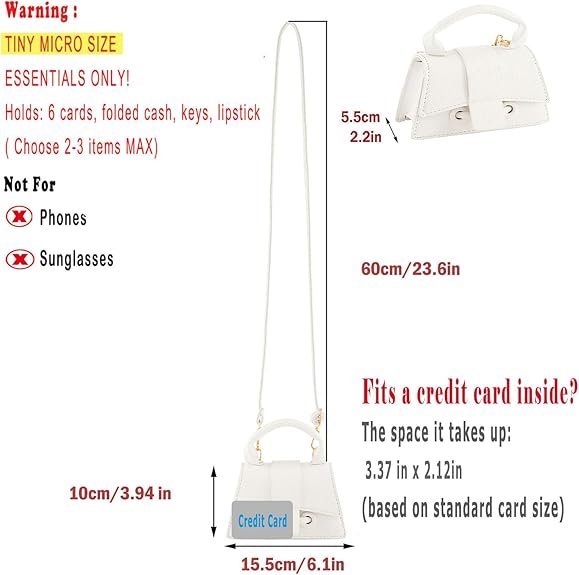 Micro Mini Crossbody Handbag Women's Purse Clutch Cute Mini Trendy Bag Top Handle PU Leather Shoulder Bag(White) - Image 2