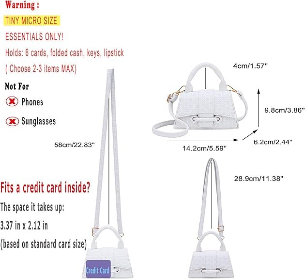 Micro Mini Crossbody Handbag Women's Purse Clutch Cute Mini Trendy Bag Top Handle PU Leather Shoulder Bag(White #1) - Image 2