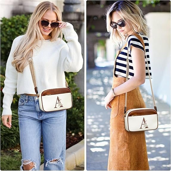 Birthday Gifts for Women Wife Friends Personalized Crossbody Bag Small Purse with Initial Letter Shoulder Handbags(Whitea) - Image 3