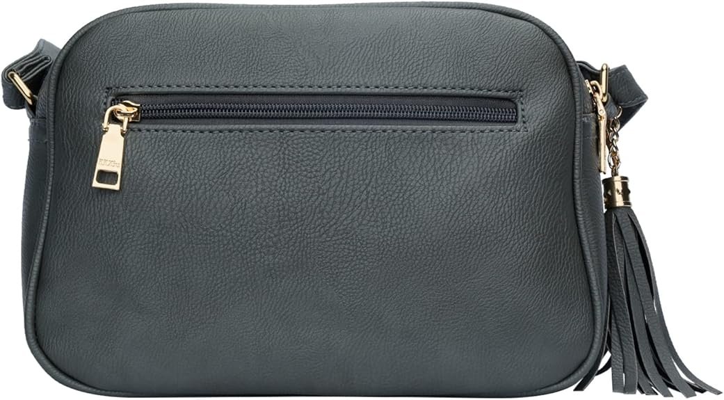 KKXIU Quilted Double Compartment Multiple Pocket Crossbody Bag for Women and Teen Girls Stylish Shoulder Purse with Tassel(  Z-grey) - Image 3