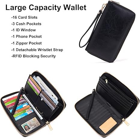 Women Backpack Purse Multipurpose Design Handbags Shoulder Bag PU Leather Travel bag Backpack Set 2pcs(Black) - Image 3