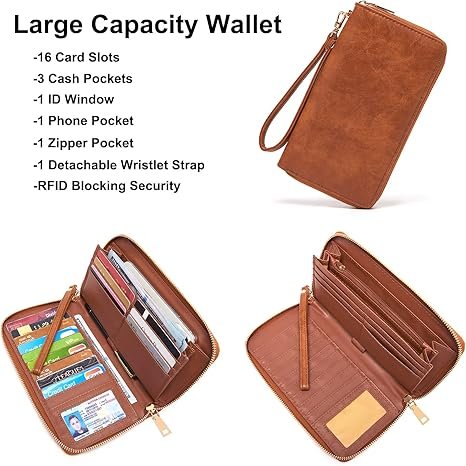 Women Backpack Purse Multipurpose Design Handbags Shoulder Bag PU Leather Travel bag Backpack Set 2pcs(Brown) - Image 3