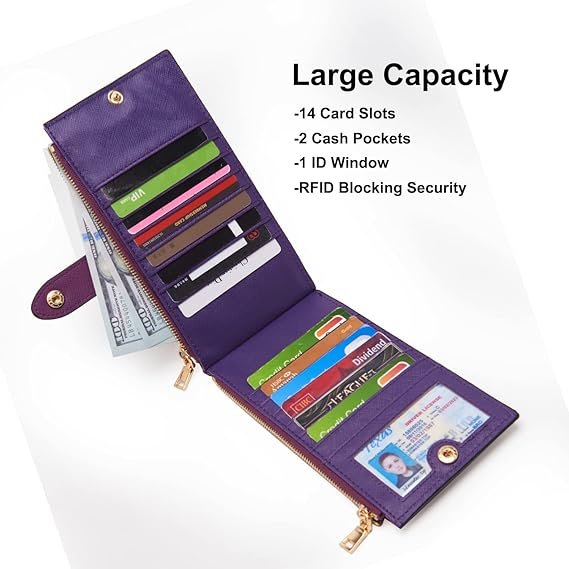 Women Handbags Wallet Tote Bag Shoulder Bag Top Handle Satchel 3pcs Purse Set(Purple) - Image 3