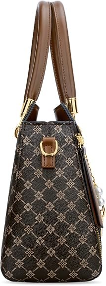 KKXIU Stylish Women Satchel Purses and Handbags Vegan Leather Top Handle Shoulder Crossbody Bag(Brown Flower) - Image 4