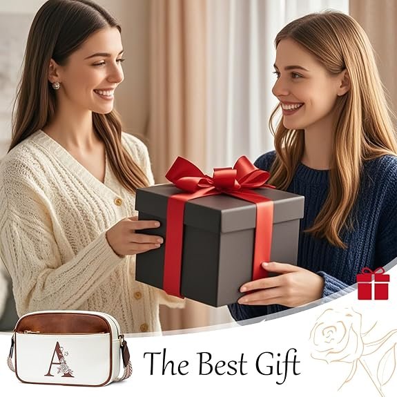 Birthday Gifts for Women Wife Friends Personalized Crossbody Bag Small Purse with Initial Letter Shoulder Handbags(Whitea) - Image 4
