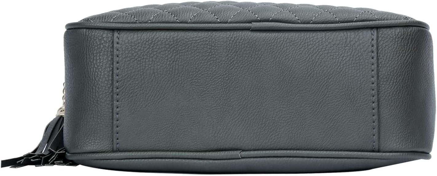 KKXIU Quilted Double Compartment Multiple Pocket Crossbody Bag for Women and Teen Girls Stylish Shoulder Purse with Tassel(  Z-grey) - Image 4