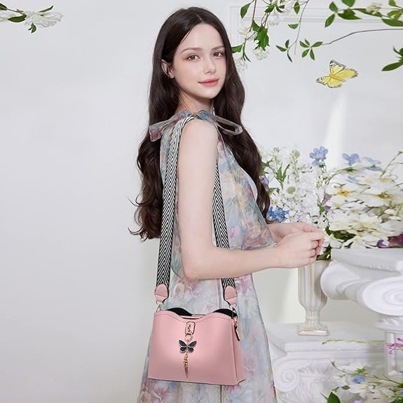 Small Crossbody Bags for Women Fashion Purses for Teenage Girls Lightweight Handbags Shoulder Bag(Pink) - Image 4