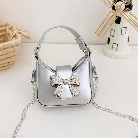 Mini Crossbody Purse, Bow Magnetic Buckle Handbag Shoulder Bag Great Gift Idea for Little Girls - Image 4