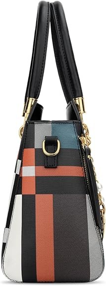 KKXIU Stylish Women Satchel Purses and Handbags Vegan Leather Top Handle Shoulder Crossbody Bag(Black Pattern) - Image 4