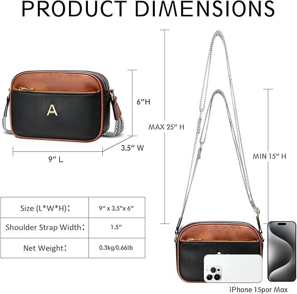 Birthday Gifts for Women Wife Friends Personalized Crossbody Bag Small Purse with Initial Letter Shoulder Handbags(A) - Image 5