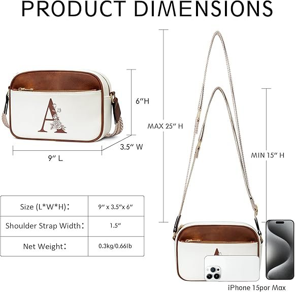 Birthday Gifts for Women Wife Friends Personalized Crossbody Bag Small Purse with Initial Letter Shoulder Handbags(Whitea) - Image 5