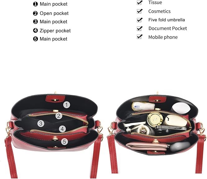 Small Crossbody Bags for Women Fashion Purses for Teenage Girls Lightweight Handbags Shoulder Bag(Red) - Image 5