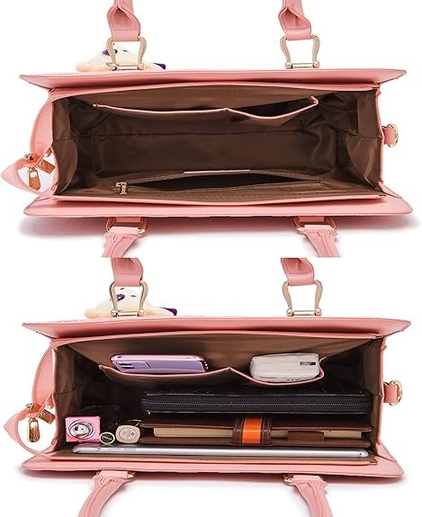 Women's Fashion Handbags Tote Bags Shoulder Bag Top Handle Satchel Purse Set 4pcs(B-pink) - Image 5