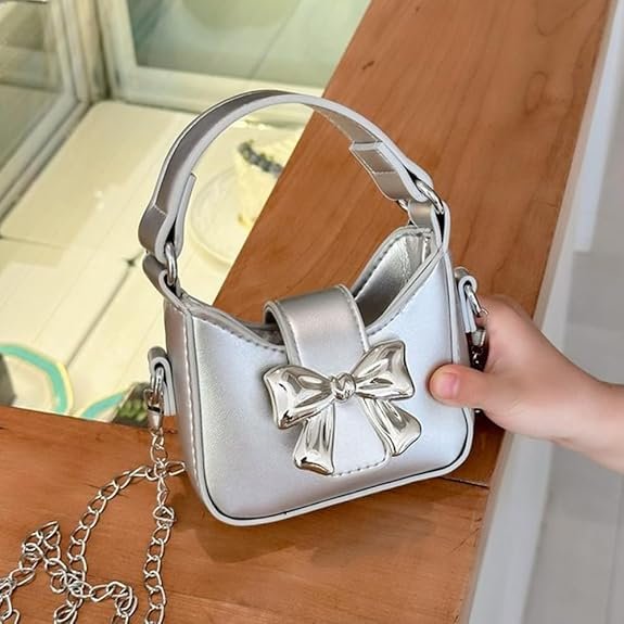 Mini Crossbody Purse, Bow Magnetic Buckle Handbag Shoulder Bag Great Gift Idea for Little Girls - Image 5
