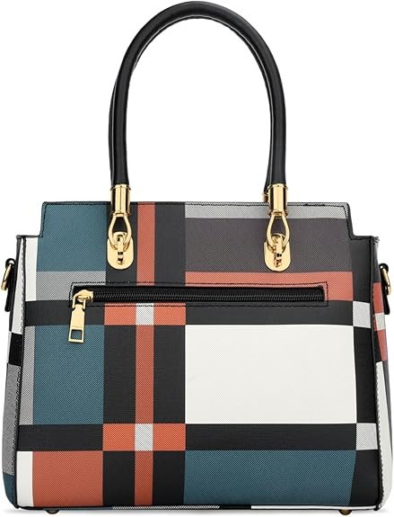 KKXIU Stylish Women Satchel Purses and Handbags Vegan Leather Top Handle Shoulder Crossbody Bag(Black Pattern) - Image 5