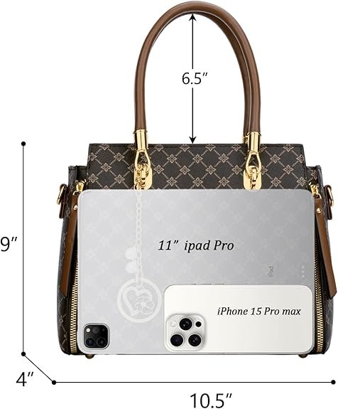 KKXIU Stylish Women Satchel Purses and Handbags Vegan Leather Top Handle Shoulder Crossbody Bag(Brown Flower) - Image 6