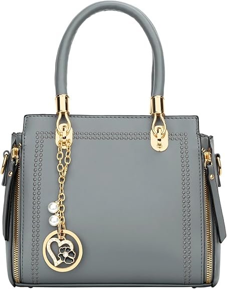 KKXIU Stylish Women Satchel Purses and Handbags Vegan Leather Top Handle Shoulder Crossbody Bag(Grey) - Image 6