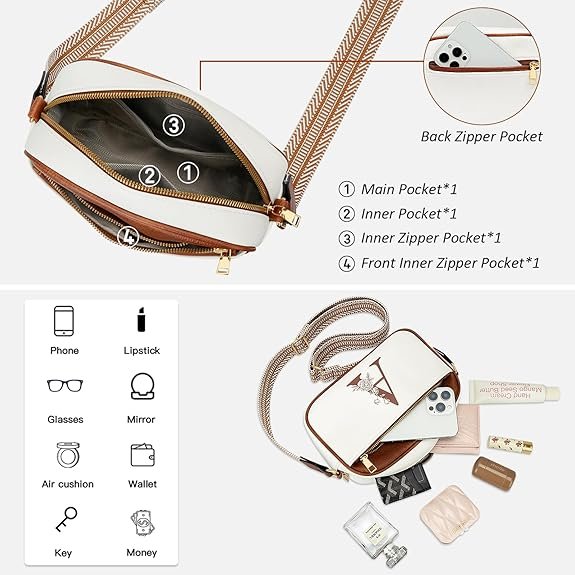 Birthday Gifts for Women Wife Friends Personalized Crossbody Bag Small Purse with Initial Letter Shoulder Handbags(Whitea) - Image 6
