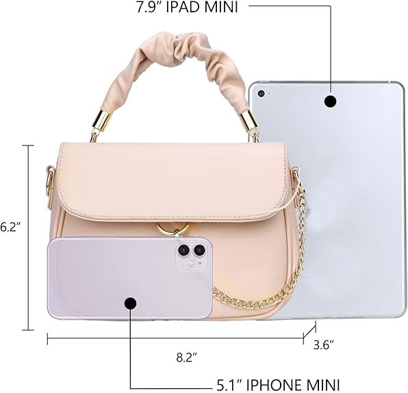 KKXIU Ruched Crossbody Bags for Women and Teenagers Trendy Vegan Leather Top Handle Shoulder Purses - Image 6