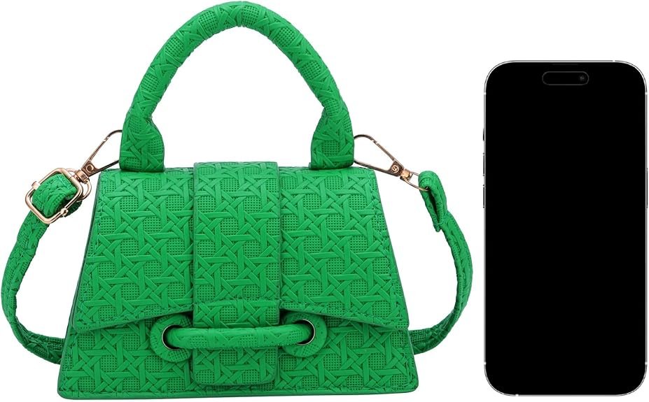 Micro Mini Crossbody Handbag Women's Purse Clutch Cute Mini Trendy Bag Top Handle PU Leather Shoulder Bag(Green) - Image 6