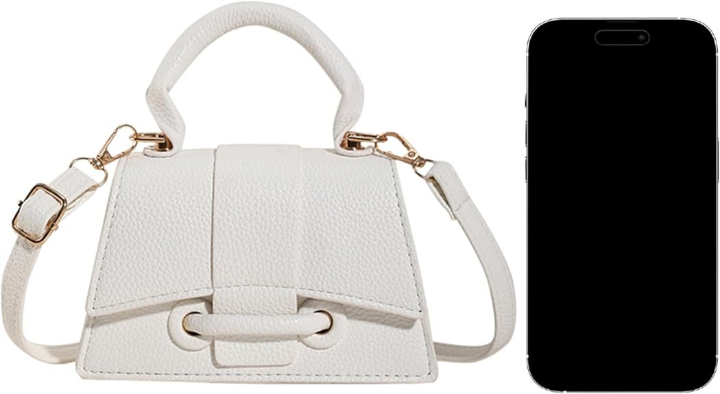Micro Mini Crossbody Handbag Women's Purse Clutch Cute Mini Trendy Bag Top Handle PU Leather Shoulder Bag(White) - Image 6