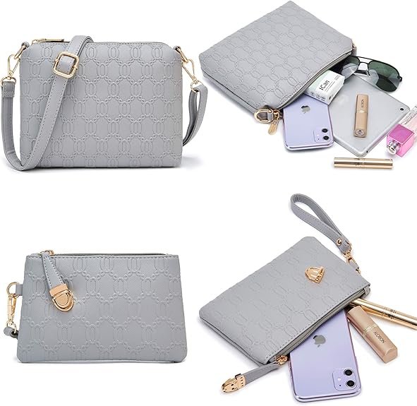 Women's Fashion Handbags Tote Bags Shoulder Bag Top Handle Satchel Purse Set 4pcs(B-grey) - Image 6