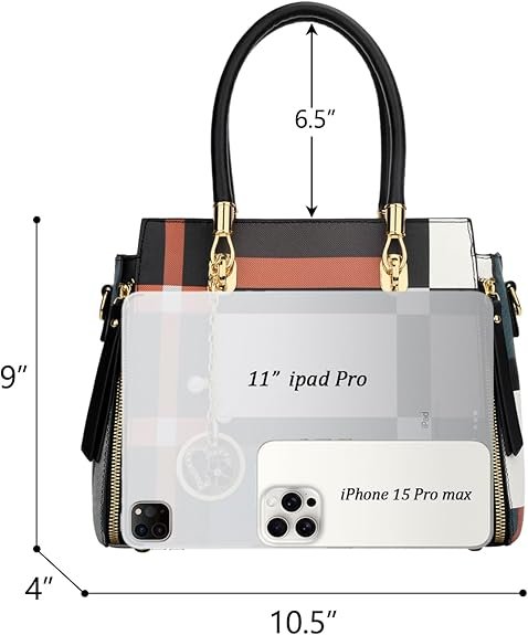 KKXIU Stylish Women Satchel Purses and Handbags Vegan Leather Top Handle Shoulder Crossbody Bag(Black Pattern) - Image 6