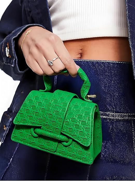 Micro Mini Crossbody Handbag Women's Purse Clutch Cute Mini Trendy Bag Top Handle PU Leather Shoulder Bag(Green) - Image 7